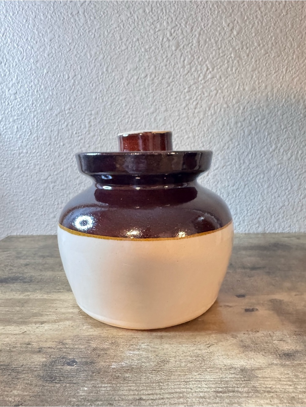 Brown & Cream Stoneware Crock Jar with Lid - Picture 2 of 12